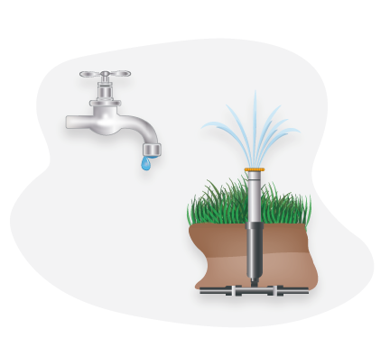 Leaky faucet and Irrigation sprinkler graphic