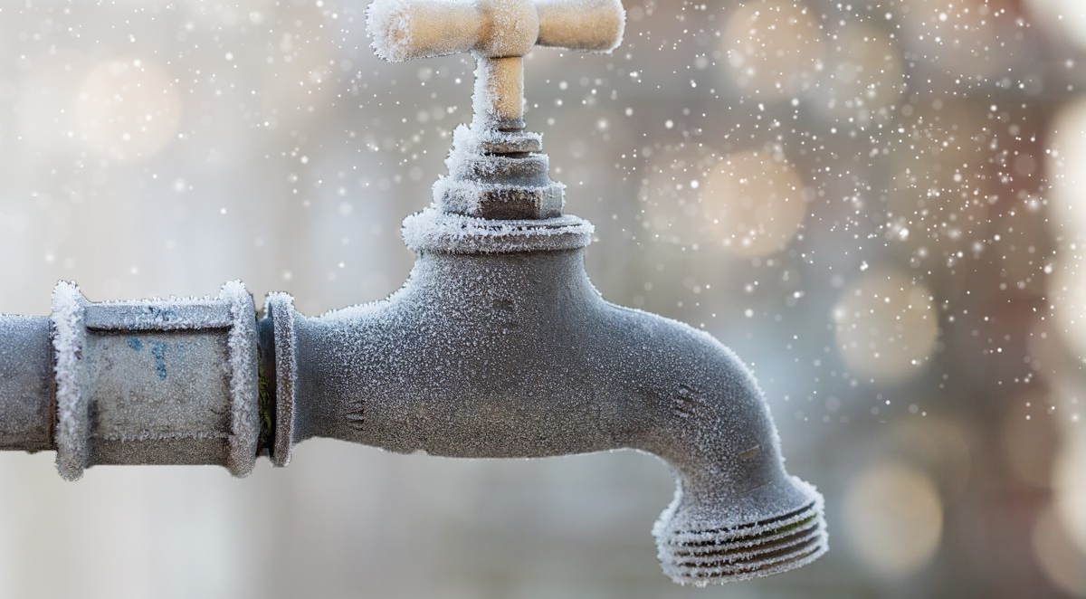 Water pipe in snow.